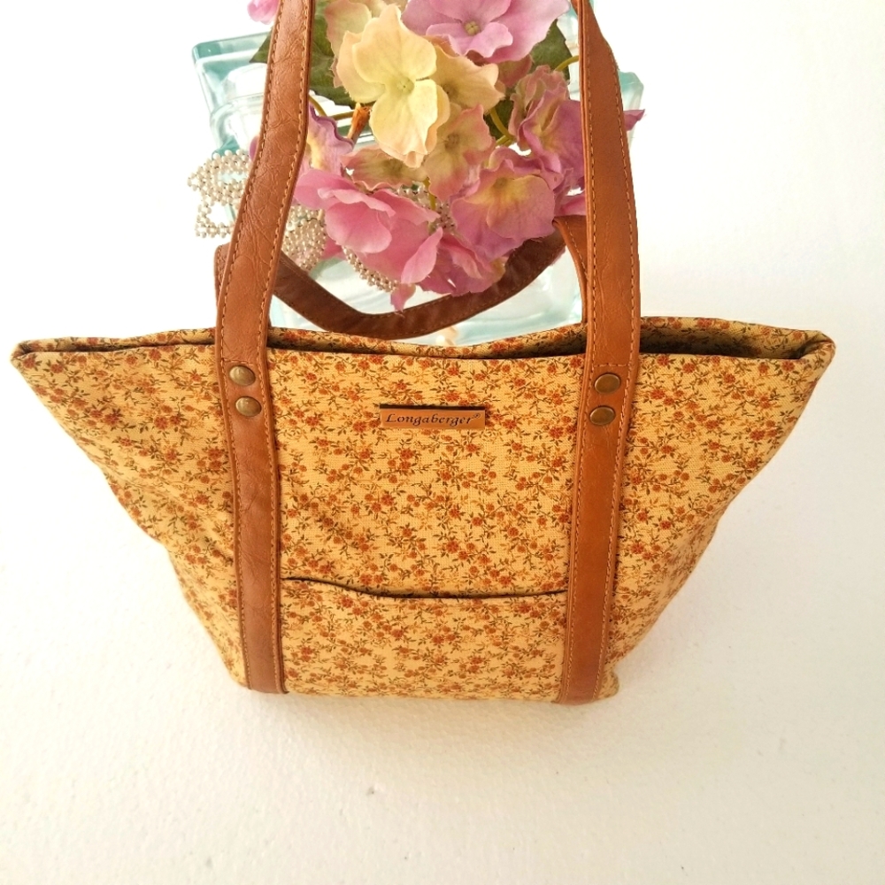 Longaberger Canvas Flower Print Purse